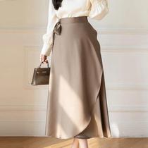 Saia Longa De Cetim Feminina De Cintura Alta Com Detalhe De Renda Assimétrica Casual Elegante Para O