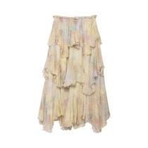 Saia Longa De Chiffon Com Estampa Floral Vintage De Cintura Alta Para Mulheres, Saia Boho Para