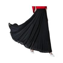 Saia Longa De Chiffon plus Size, Cintura Alta, Elegante, Para Dança, Nas Cores Rosa, Preto,