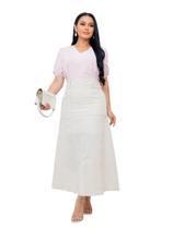 Saia Longa de Linho MaxMidi Social Cor:CruTamanho:G