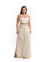 Saia Longa De Linho Premium Com Cinto e Fendas Laterais Saia Longa De Linho Premium Com Cinto e Fendas Laterais