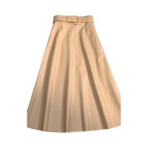 Saia Longa De material sintético Com Cintura Alta E Cinto, Saia Rodada Para Mulheres, Moda Outono