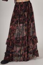 Saia Longa De Tule Preta Estampa Cashmere Yacamim A20 Saia Longa De Tule Preta Estampa Cashmere Yacamim A20