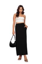 Saia Longa de Viscolycra com Bolsos Preto