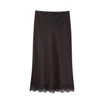 Saia Longa Elegante De Cetim Com Renda Para Mulheres, Alta Qualidade, Moda Estilo 2025 Saia Longa Elegante De Cetim Com Renda Para Mulheres, Alta Qualidade, Moda Estilo 2025
