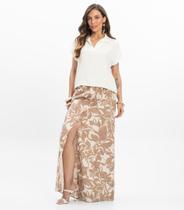 Saia Longa em Linho Feminina Endless Marrom Saia Longa em Linho Feminina Endless Marrom