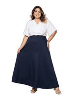 Saia Longa Evangélica Plus Size Alfaiataria com Bolsos moda feminina saipl-007
