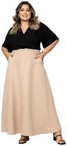 Saia Longa Evangélica Plus Size Alfaiataria com Bolsos moda feminina saipl-007
