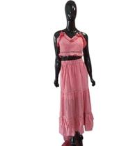 Saia longa Feminina adulto com croped rosa Saia longa Feminina adulto com croped rosa