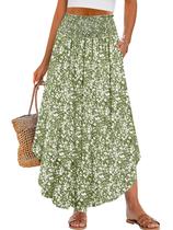 Saia Longa Feminina ANRABESS Floral com Cós Alto e Bolsos Saia Longa Feminina ANRABESS Floral com Cós Alto e Bolsos