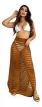 Saia Longa Feminina Croche Moda Furão Sofisticada Piscina Banho Cores