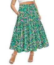 Saia longa feminina de verão CARCOS verde floral 5XL Saia longa feminina de verão CARCOS verde floral 5XL
