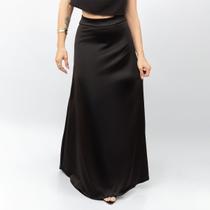 Saia Longa Feminina Midi Acetinado Cintura Alta Leve E Elegante Verão Saia Longa Feminina Midi Acetinado Cintura Alta Leve E Elegante Verão