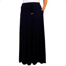 Saia Longa Feminina Plus Size Malha Cintura Alta Moda Evangélica Elegante Social