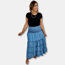 Saia longa Indiana tipo Jeans vira vestido sem alça