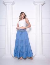Saia longa jeans bordado indiana l58