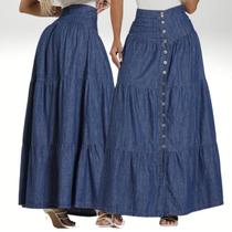 Saia Longa Jeans Premium Feminina Sem Elastano Evangelica Estilosa Saia Longa Jeans Premium Feminina Sem Elastano Evangelica Estilosa