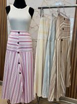 Saia longa listrada com botões