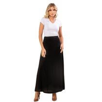 Saia Longa Moda Evangélica Viscolinho Lisa Com Ziper Lateral - Cacharrel Store