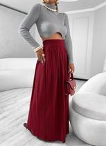 Saia Longa Plissada Gode Tricot Mousse Blogueira Moda Luxo