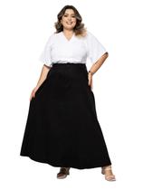 Saia Longa Plus Size Alfaiataria, com Bolsos, moda feminina Evangélica saipl007 Saia Longa Plus Size Alfaiataria, com Bolsos, moda feminina Evangélica saipl007