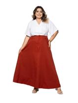 Saia Longa Plus Size Alfaiataria, com Bolsos, moda feminina Evangélica saipl007 Saia Longa Plus Size Alfaiataria, com Bolsos, moda feminina Evangélica saipl007