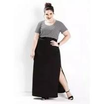 Saia Longa Plus Size Com Fendas Nas Laterais Tam Grande