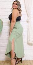 Saia Longa Plus Size Feminina De Moletinho Com Fenda Lateral
