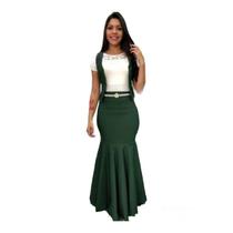 Saia Longa Plus Size Sereia Moda Evangélica Feminina