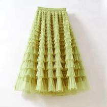 Saia Longa Preta Elegante Com Babados Em Cascata Para Mulheres Casual Saia De Festa Com Cintura