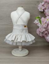 Saia Love Couro PU Off White para cachorro e gato Saia Love Couro PU Off White para cachorro e gato