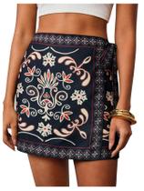 Saia MakeMechic Summer Boho Wrap Mini Beach preta para mulheres Saia MakeMechic Summer Boho Wrap Mini Beach preta para mulheres