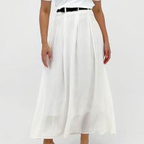 Saia Malwee Midi Tecido com Cinto Feminina