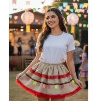 Saia Maria Bonita Adulto Caipira Fantasia Festa Junina