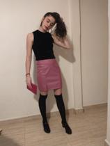 Saia material sintético,material sintético com elastano rosa chiclete P (38/40)