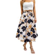 Saia maxi Abaadlw para mulheres longa midi com bolsos pretos Saia maxi Abaadlw para mulheres longa midi com bolsos pretos