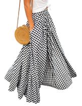 Saia maxi AELSON Gingham xadrez de cintura alta Feminina Preta Saia maxi AELSON Gingham xadrez de cintura alta Feminina Preta