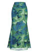 Saia maxi Allegra K de malha floral de cintura alta para mulheres