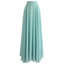 Saia maxi CHICWISH, atemporal, favorita das mulheres, em chiffon de menta Saia maxi CHICWISH, atemporal, favorita das mulheres, em chiffon de menta