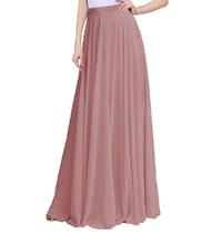 Saia maxi de chiffon ELAWBTY, longa, elástica, cintura alta, rosa empoeirado