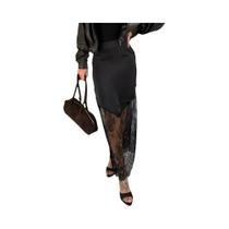 Saia Maxi De Cintura Alta Com Renda Para Mulheres, Slim, Com Recortes, Patchwork, Estilo Boho, Saia Maxi De Cintura Alta Com Renda Para Mulheres, Slim, Com Recortes, Patchwork, Estilo Boho,
