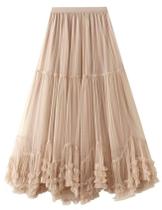 Saia maxi de tule COZYPOIN, elástica, cintura alta, linha A, para mulher Saia maxi de tule COZYPOIN, elástica, cintura alta, linha A, para mulher