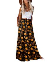 Saia maxi EARKOHA casual de cintura alta com estampa estampada para mulheres