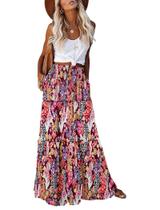 Saia maxi EARKOHA feminina casual de cintura alta com estampa estampada Saia maxi EARKOHA feminina casual de cintura alta com estampa estampada