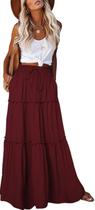 Saia maxi EARKOHA feminina casual de cintura alta Paisley Wine L