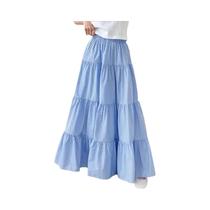 Saia Maxi Feminina De Cintura Elástica Em Cor Sólida, Estilo A-line, Casual, Moda De Rua Para Férias Saia Maxi Feminina De Cintura Elástica Em Cor Sólida, Estilo A-line, Casual, Moda De Rua Para Férias