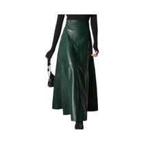 Saia Maxi Feminina De Couro PU Com Cintura Alta Primavera 2024 Elegante Casual Longa Com Zíper