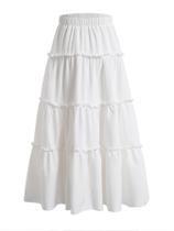Saia maxi Floerns com estampa floral e cintura elástica para meninas de 12 anos Saia maxi Floerns com estampa floral e cintura elástica para meninas de 12 anos