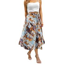Saia maxi floral marrom Abaadlw com bolsos para mulheres Saia maxi floral marrom Abaadlw com bolsos para mulheres