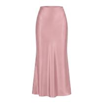 Saia maxi GuuFeu, seda, cetim, elástica, cintura alta, preta, feminina Saia maxi GuuFeu, seda, cetim, elástica, cintura alta, preta, feminina